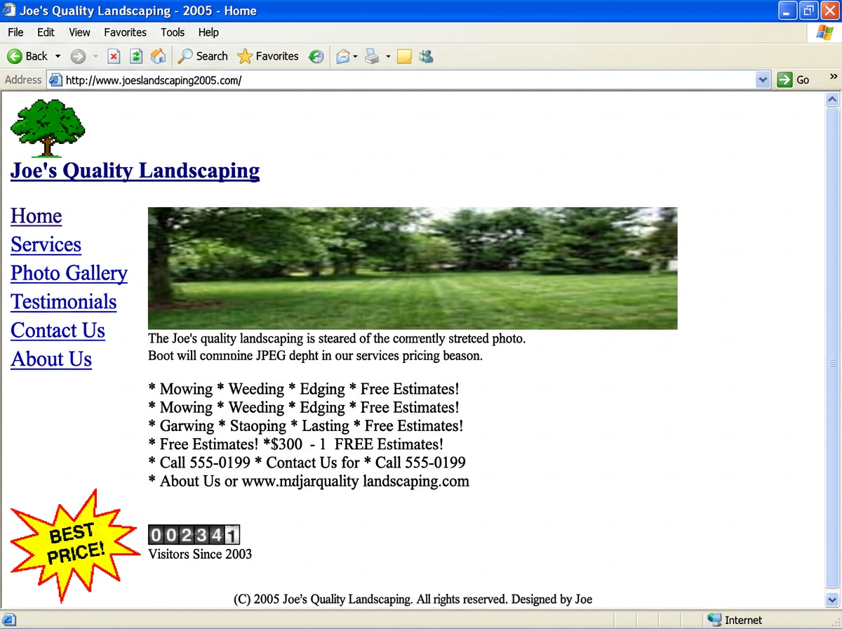 A client's website before the pupil rebuild